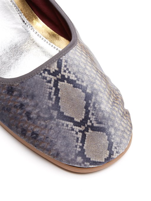 snakeskin print flats