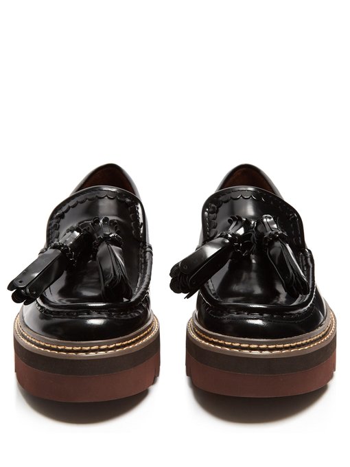 Tassel leather flatform loafers展示图