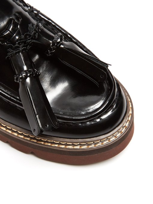 Tassel leather flatform loafers展示图