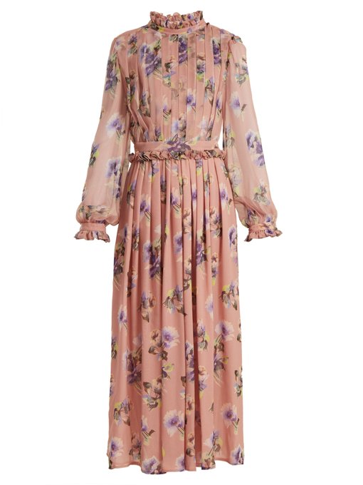 Silk-chiffon pleated floral dress | MSGM | MATCHESFASHION US