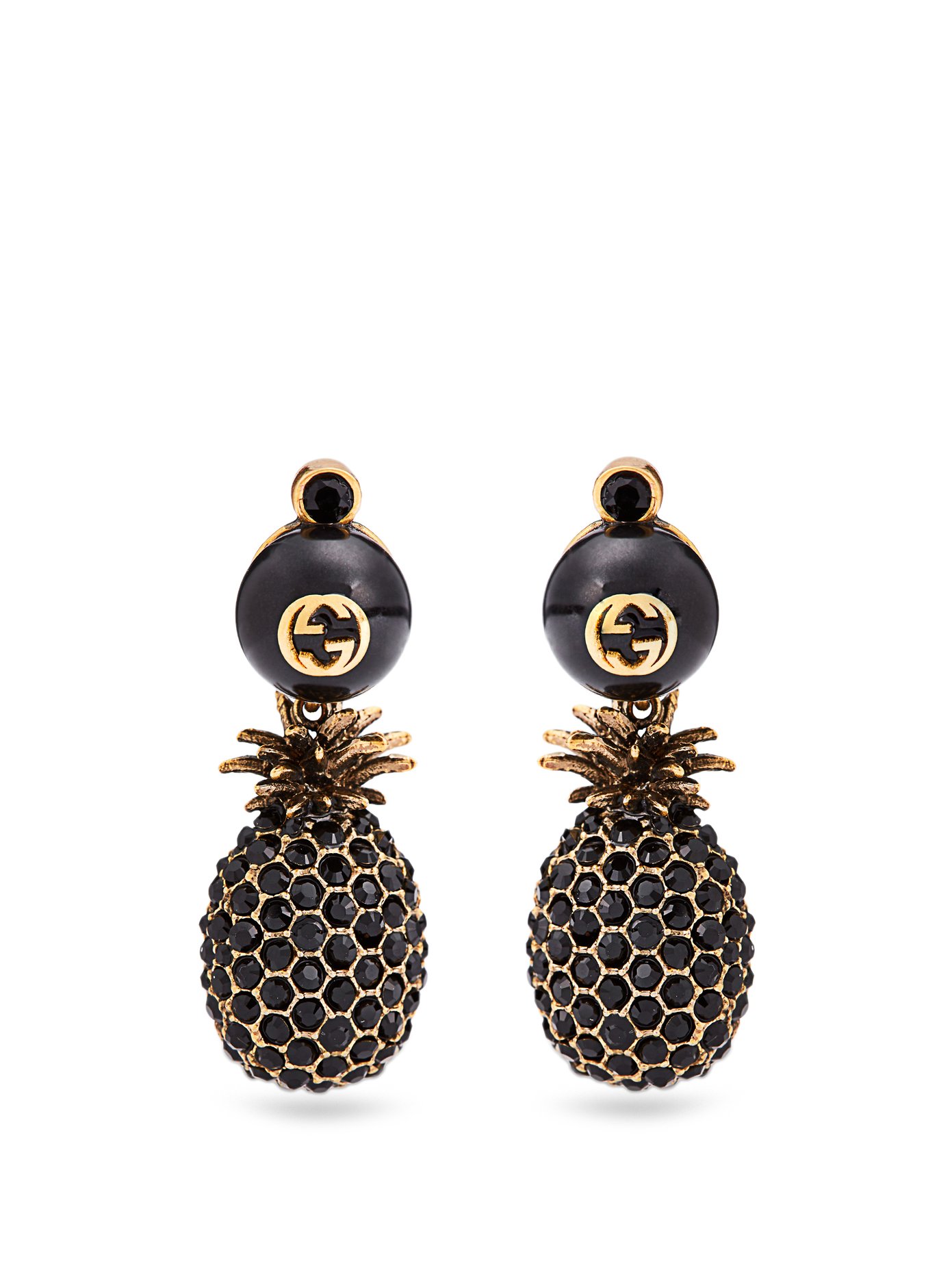 Pineapple crystal-embellished earrings 