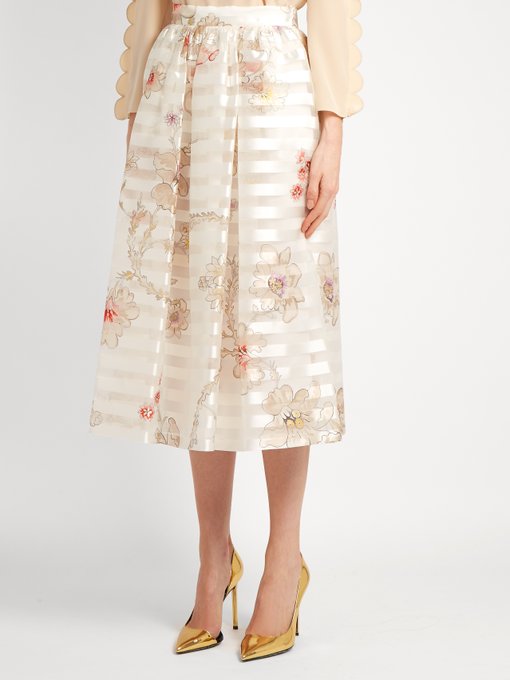 Blooming-print striped silk-organza skirt | Fendi | MATCHESFASHION US