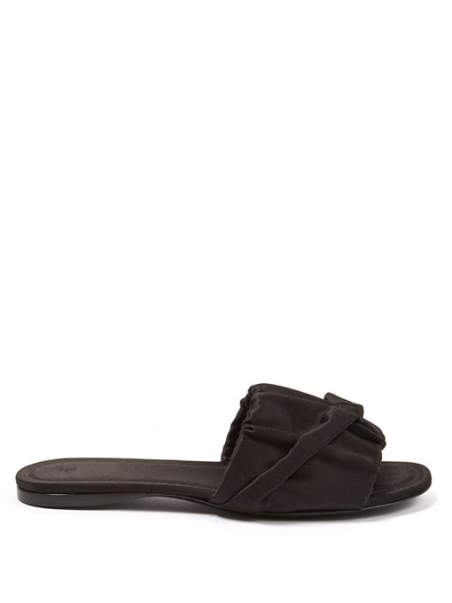 Ellen ruched-front satin slides | The Row | MATCHESFASHION US