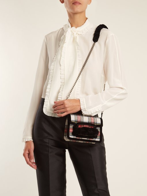 Miu Miu Braid-embellished tartan cross-body bag