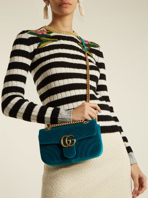 gucci marmont velvet petrol blue