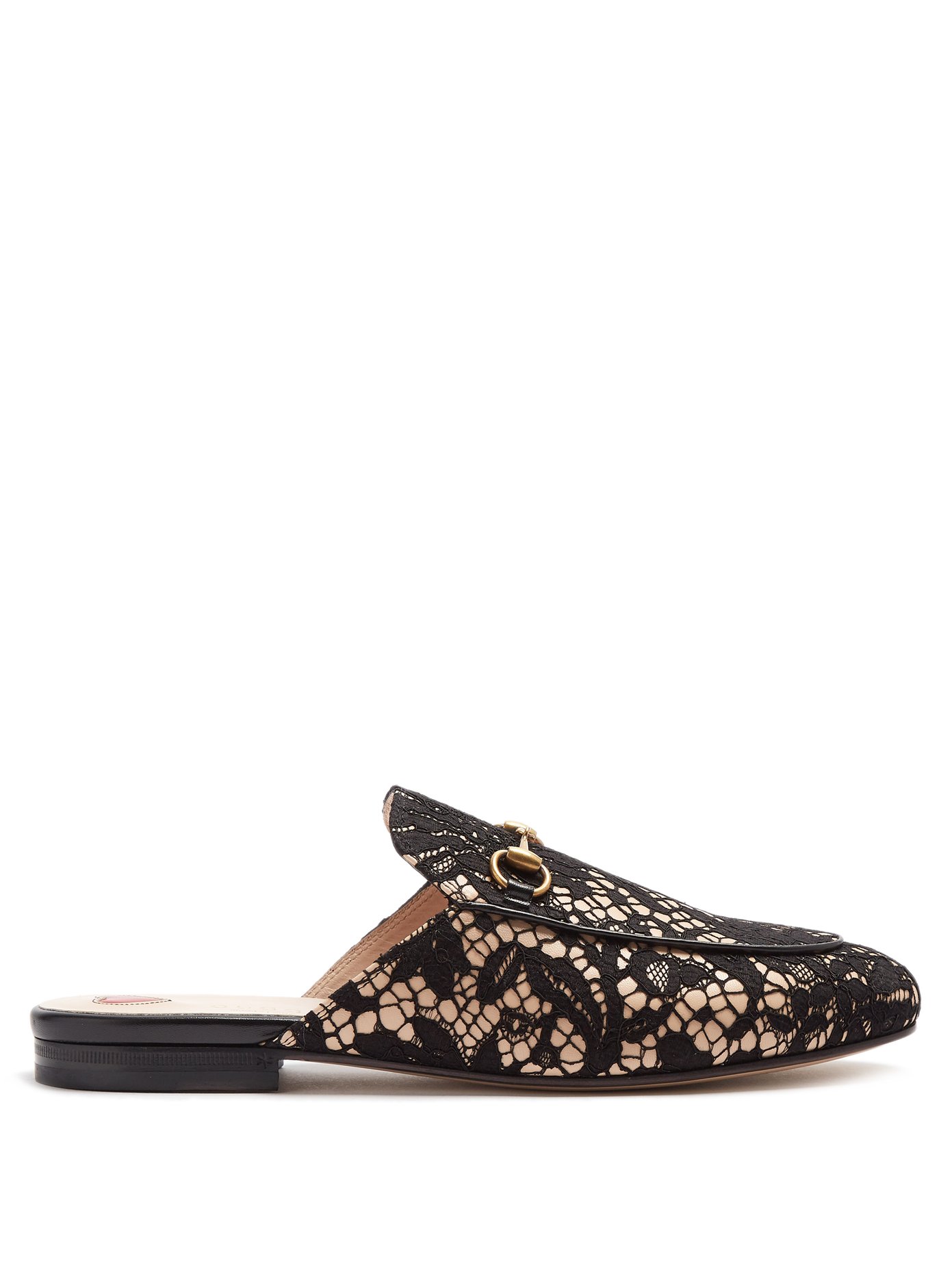 Princetown floral-lace backless loafers 