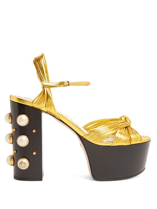 gucci gold platform sandals