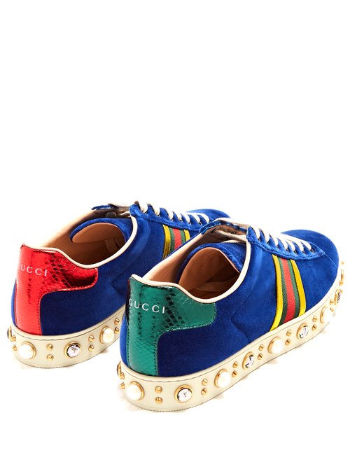 New Ace faux-pearl and crystal velvet trainers | Gucci | MATCHESFASHION UK