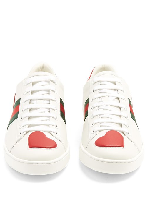 New Ace heart-appliqué leather trainers 