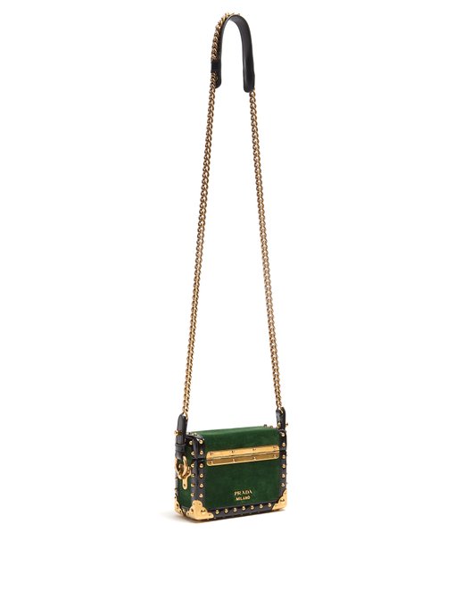 PRADA Treasure Trunk Mini Velvet Box Bag in Colour: Emerald-Green ...