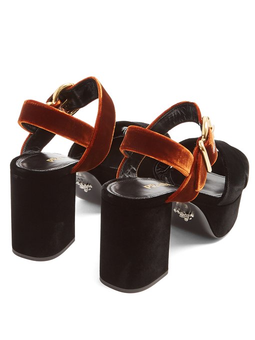 Bi-colour velvet platform sandals | Prada | MATCHESFASHION UK