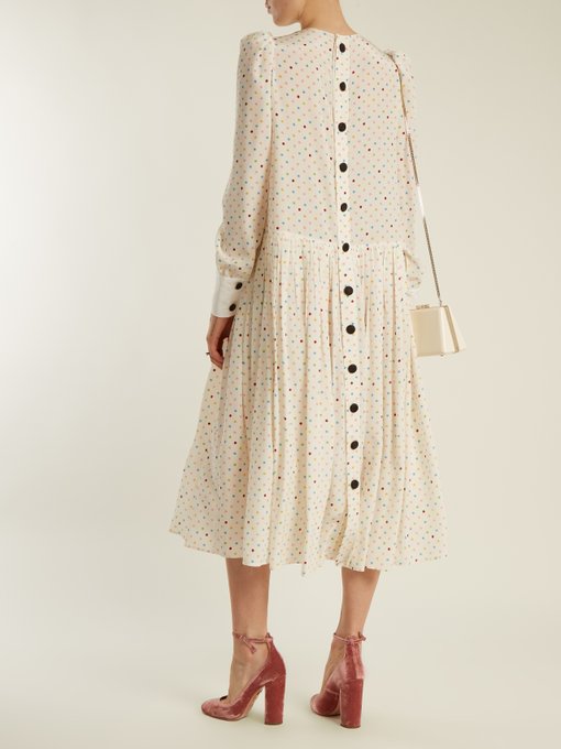 Polka-dot print long-sleeved silk dress | Miu Miu | MATCHESFASHION.COM AU