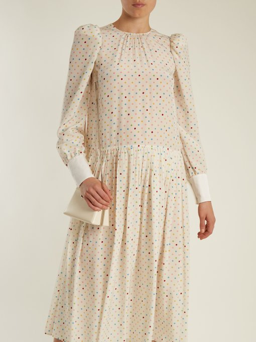 Polka-dot print long-sleeved silk dress | Miu Miu | MATCHESFASHION.COM UK