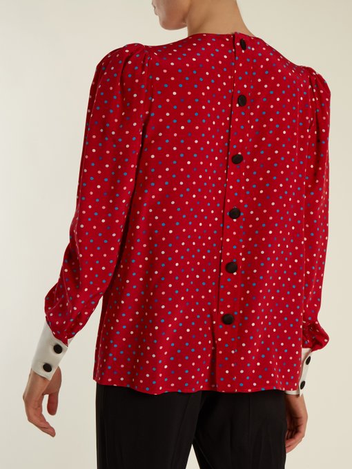 Polka-dot print silk crepe de Chine blouse | Miu Miu | MATCHESFASHION UK