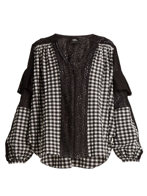 Oversized gingham lace-trimmed blouse | Rachel Comey | MATCHESFASHION UK