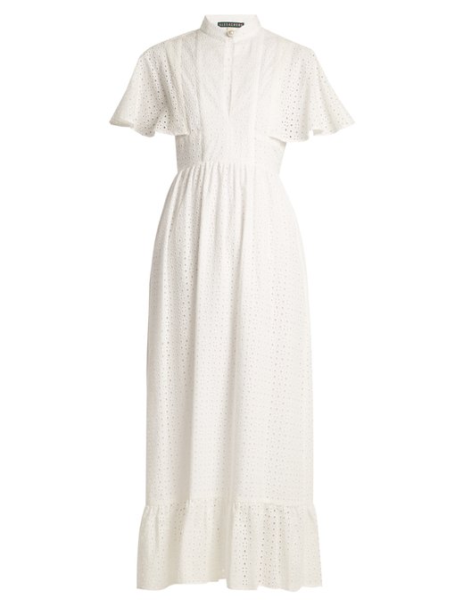 Cape-back broderie-anglaise cotton dress | Alexachung | MATCHESFASHION UK