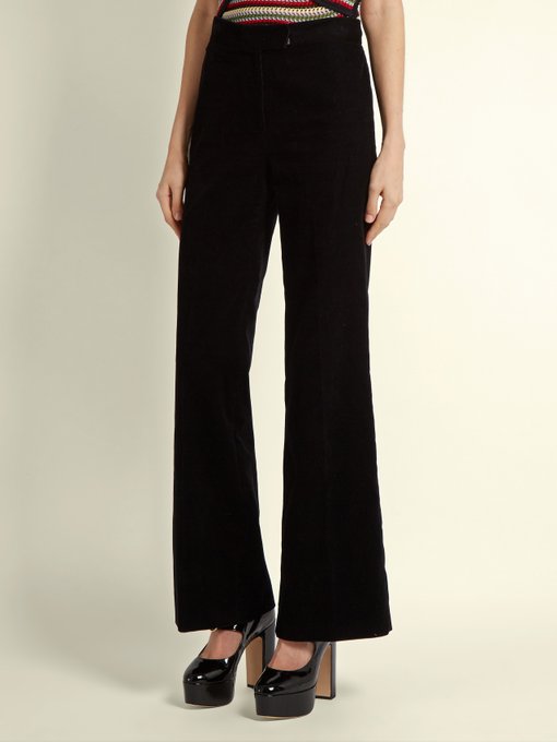 High-rise wide-leg cotton-corduroy trousers | Alexachung ...