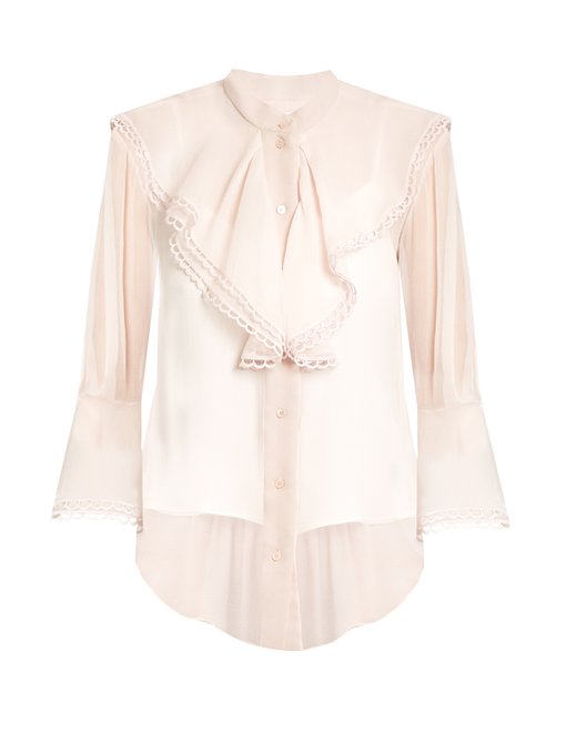 Fluted-bib silk-crepon blouse | Chloé | MATCHESFASHION UK