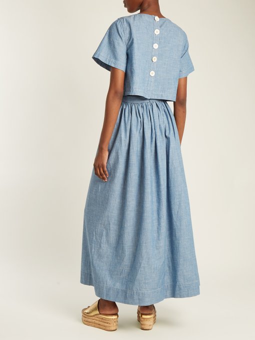 Cropped-overlay cotton-chambray dress | Chloé | MATCHESFASHION.COM UK