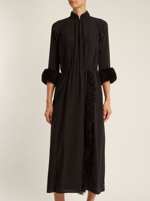 Ruffle-trimmed silk-crepe dress | Prada | MATCHESFASHION US