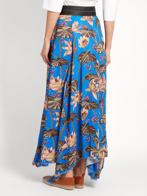 X Paula’s Ibiza floral-print asymmetric-hem skirt | Loewe ...