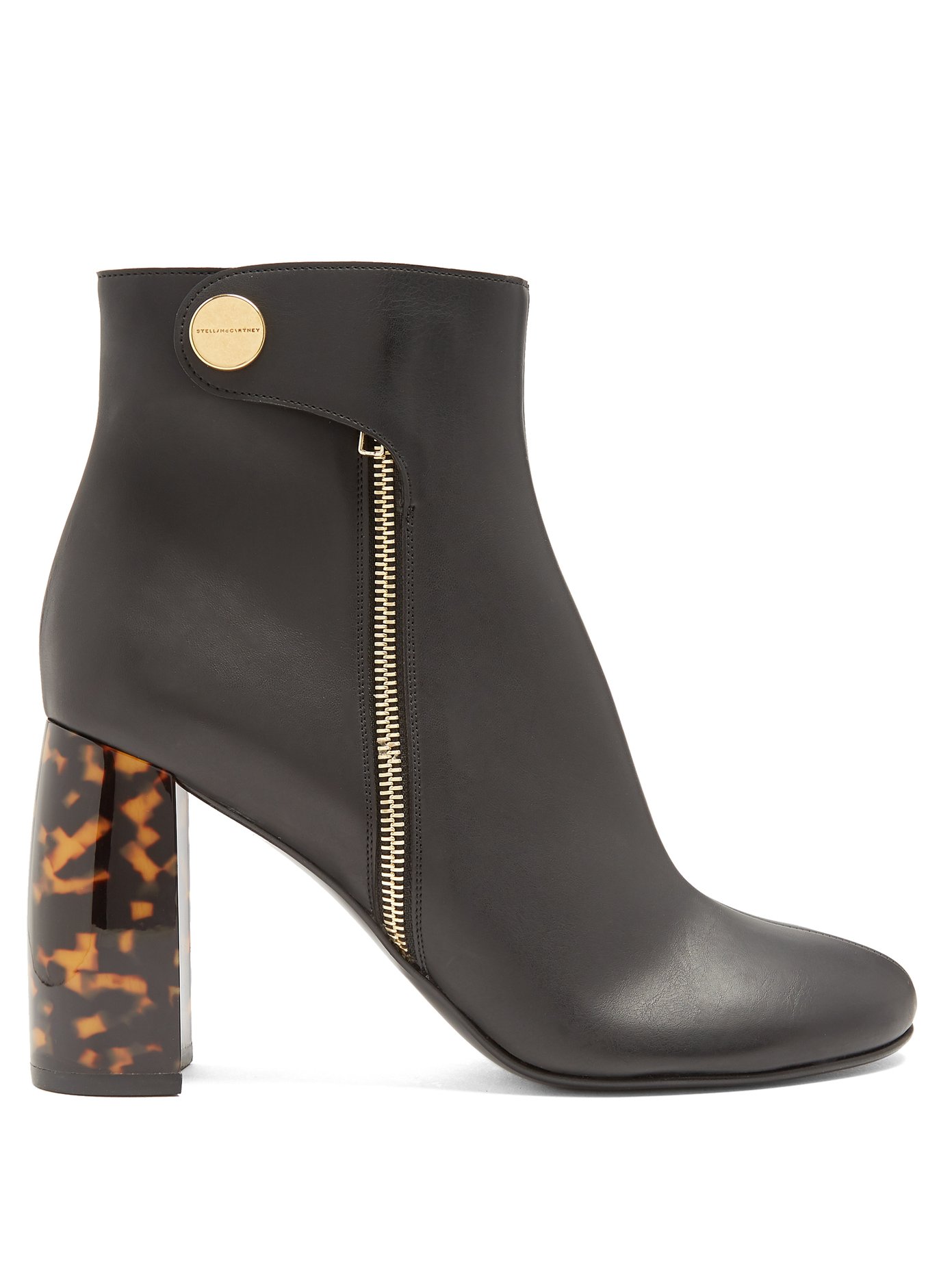 Block-heel faux-leather ankle boots 