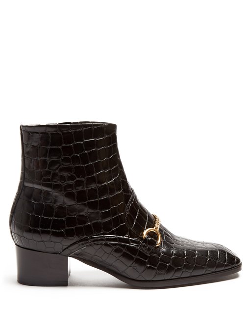 Crocodile-effect faux-leather ankle boots | Stella McCartney ...