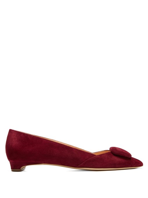 Rupert Sanderson Aga Point-Toe Suede Flats In Red | ModeSens
