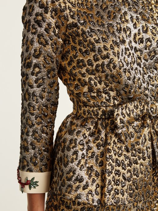Bow-embellished leopard-jacquard peplum dress | Gucci | MATCHESFASHION US