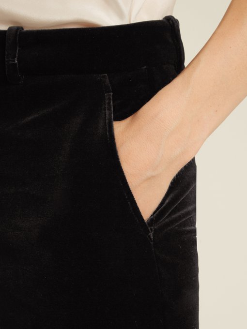 GUCCI Velvet Flared Trousers in Colour: Black | ModeSens