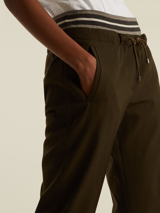 Layered-waistband wool and cotton-blend trousers | Brunello Cucinelli ...