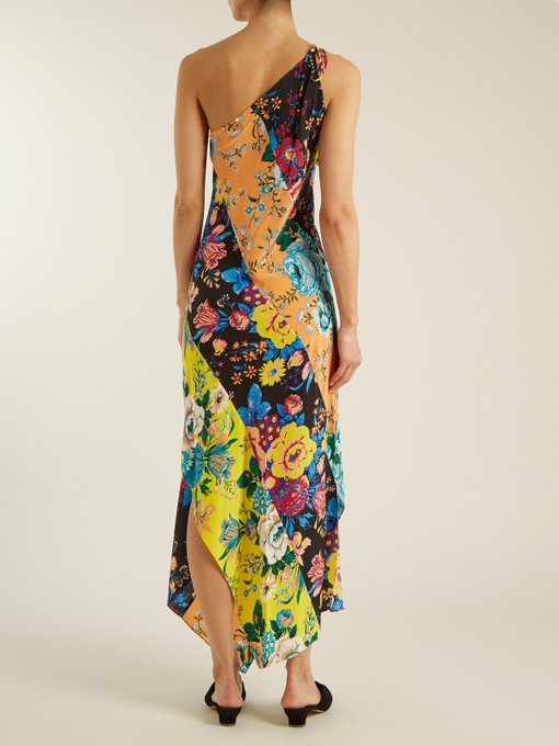 Floral-print one-shoulder silk dress | Diane Von Furstenberg ...