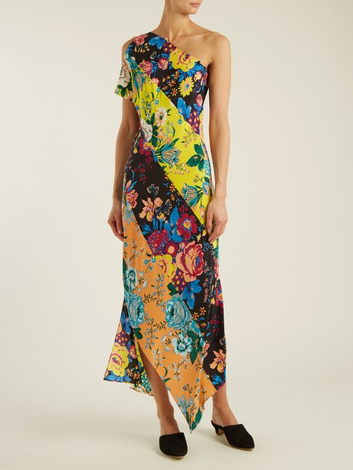 Floral-print one-shoulder silk dress | Diane Von Furstenberg ...