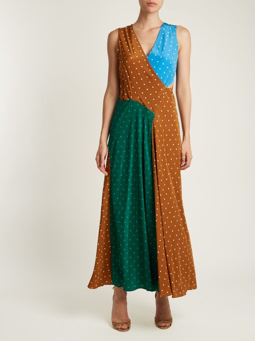 Polka-dot print silk-crepe midi dress | Diane Von Furstenberg ...