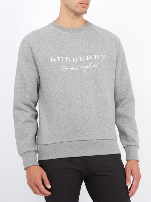 BURBERRY Logo Sweatshirt W/ Contrasting Stitching in Gray | ModeSens