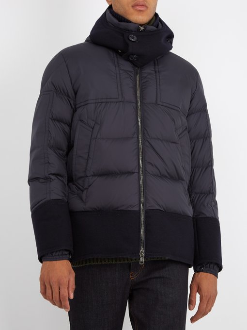 Dominique contrast-trim quilted down jacket展示图