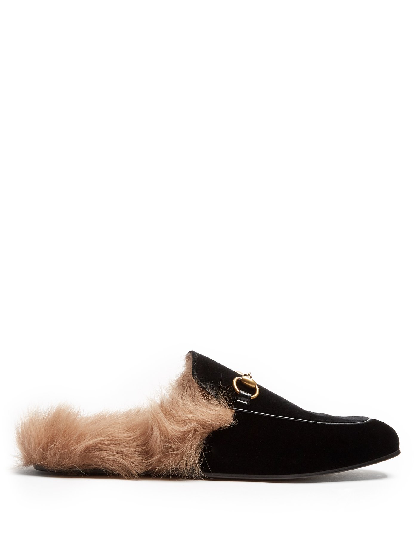 Princetown fur-lined velvet loafers 