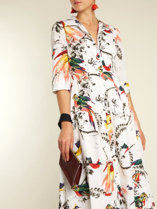 Kasia Paisley Parrot-print cotton shirtdress展示图