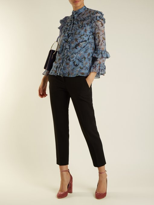 Margery Paisley Vine-print ruffled silk blouse | Erdem | MATCHESFASHION US