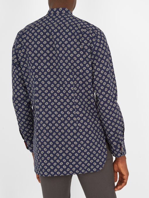 Paisley-print granddad-collar cotton shirt | Paul Smith ...