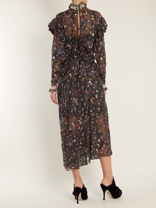Olivia Truffle-print silk-blend devoré dress | Preen By Thornton ...