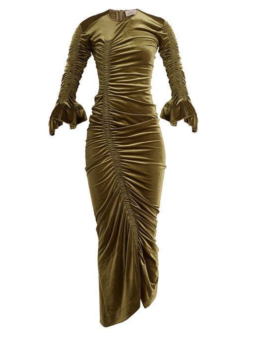 Hitch ruched-detail velour dress | Preen By Thornton Bregazzi ...