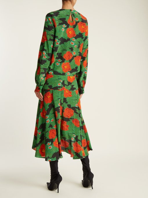 Marla poppy-print silk crepe de Chine dress | Preen By Thornton ...