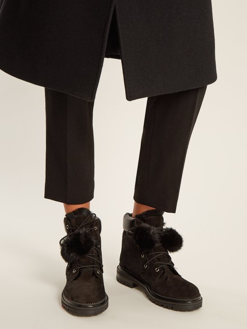 Elba suede and rabbit-fur ankle boots 