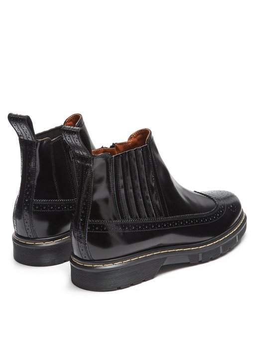 patent brogue ankle boots