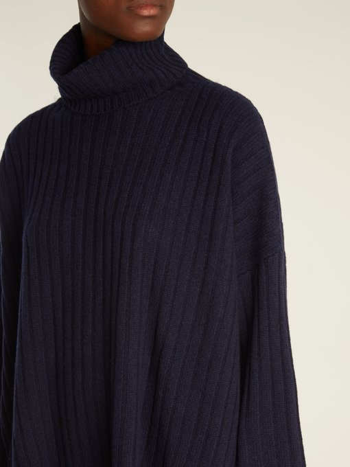 Roll-neck ribbed-knit wool poncho Roll-neck ribbed-knit wool poncho展示图