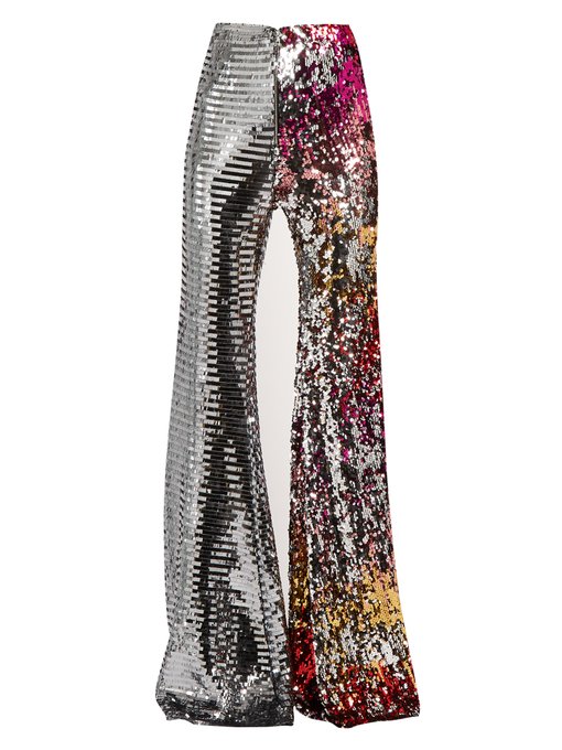 Sequin-embellished high-rise flared trousers | Halpern | MATCHESFASHION US