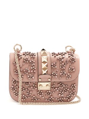 Lock small embellished leather shoulder bag | Valentino Garavani ...