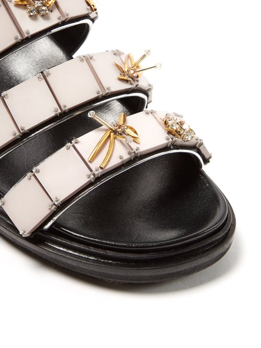 Triple-strap embellished leather sandals | Marni | MATCHESFASHION UK