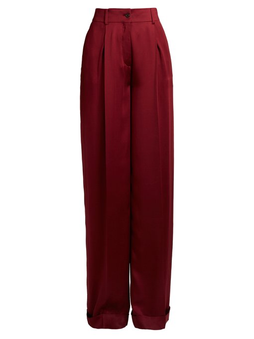 High-rise wide-leg silk-satin trousers | Valentino | MATCHESFASHION US